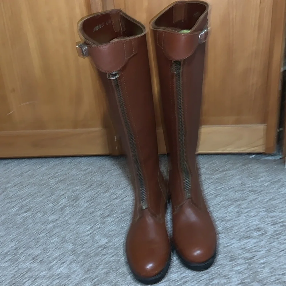 American made polo player boots ladies size 9 1/2-10 Regular calf saddle brown